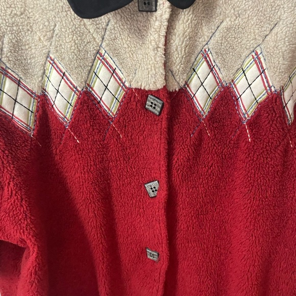 Vintage TEDDI Burgundy and Cream Jacket w/Black collar Quilted Diamond Pattern - Picture 14 of 16